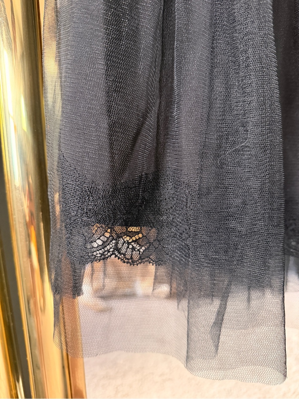 Rodarte Black Tulle & Lace Slip Dress with Bow Straps - Picture 5 of 9